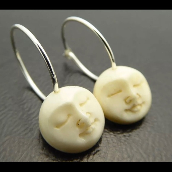 Carved Moon Face Earrings - ISO - Picture 7 of 8